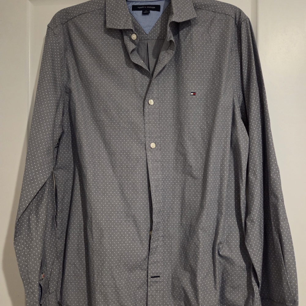 Tommy Hilfiger Men's Blue Patterned Shirt